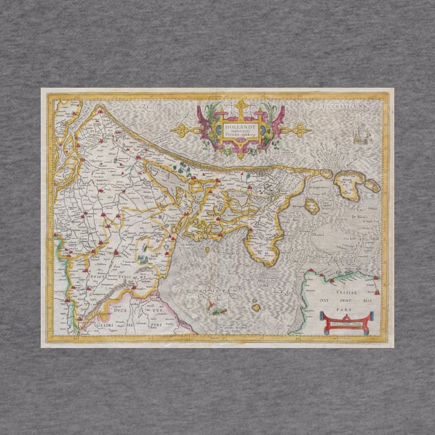 Vintage Map of Holland (1606) by Bravuramedia